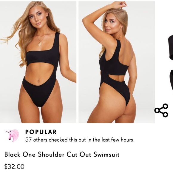 black one shoulder cut out swimsuit
